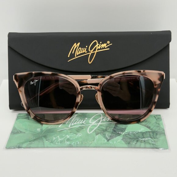 Maui Jim Wood Rose Polarized Sunglasses RS870-09 Pink Tortoise Rose Gold - Picture 1 of 8
